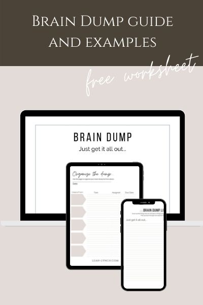 free brain dump worksheet header image