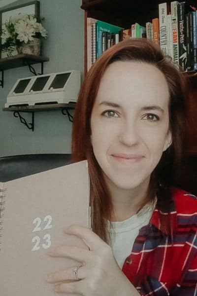 stay at home wife schedule header image with leah lynch holding a planner